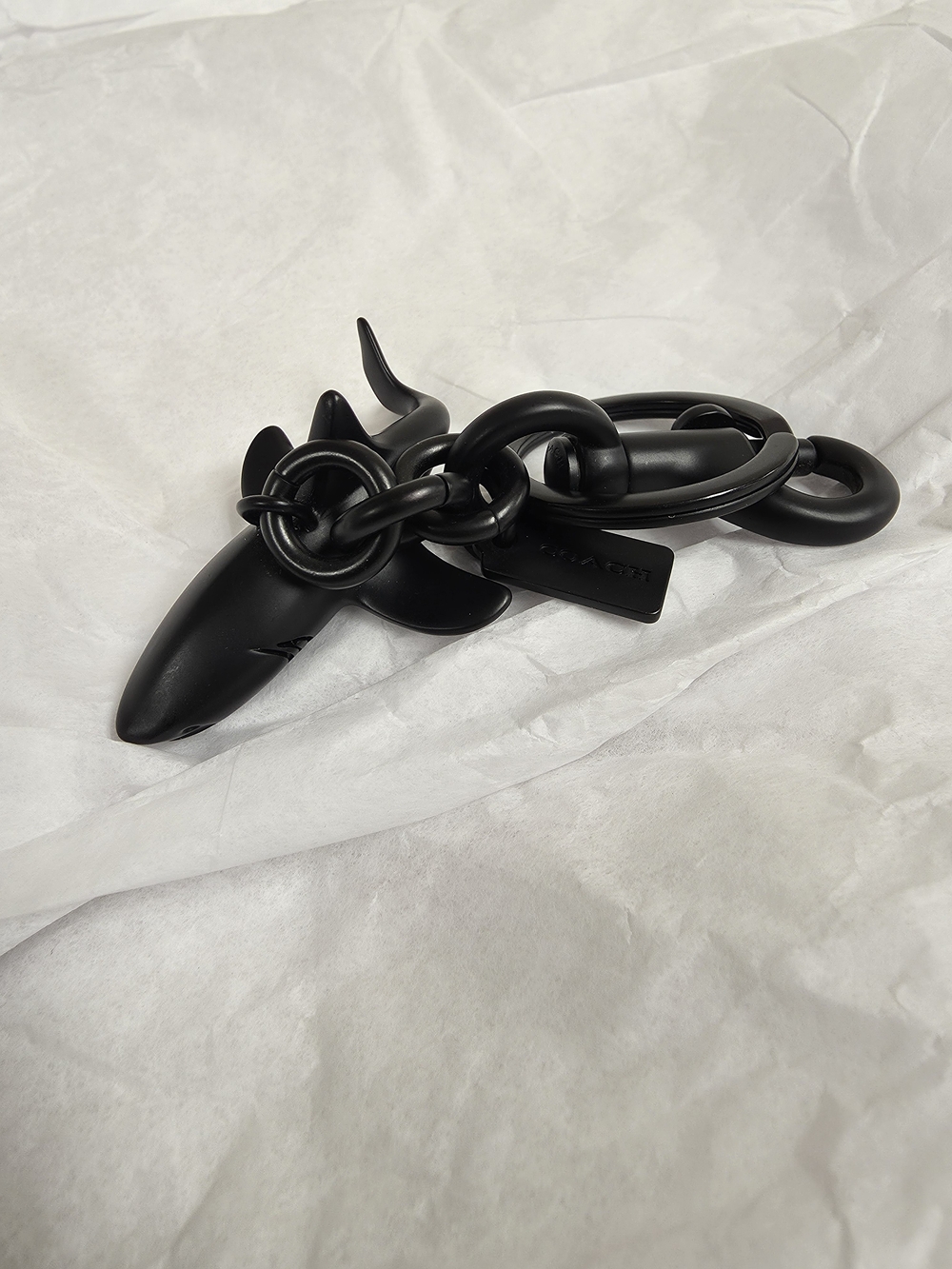 Coach Matte Black Shark Key Ring Charm - Picture 3 of 4